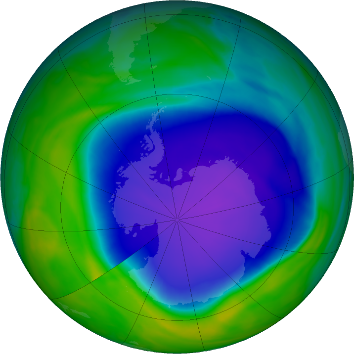 Antarctic ozone map for 22 October 2022